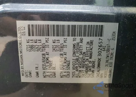 2013 Infiniti Jx35 z USA, uszkodzony, nr VIN 5N1AL0MM4DC302657